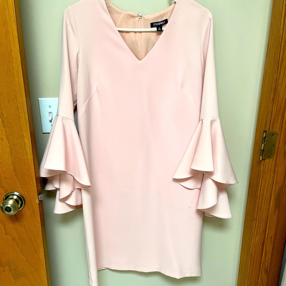 Peach Dress with Bell Sleeves